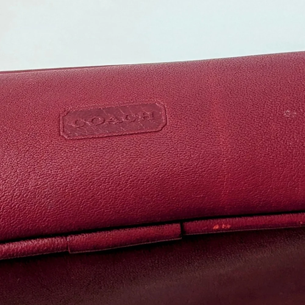 Vintage Coach Burgundy Leather Cosmetic Case Pouch Clutch